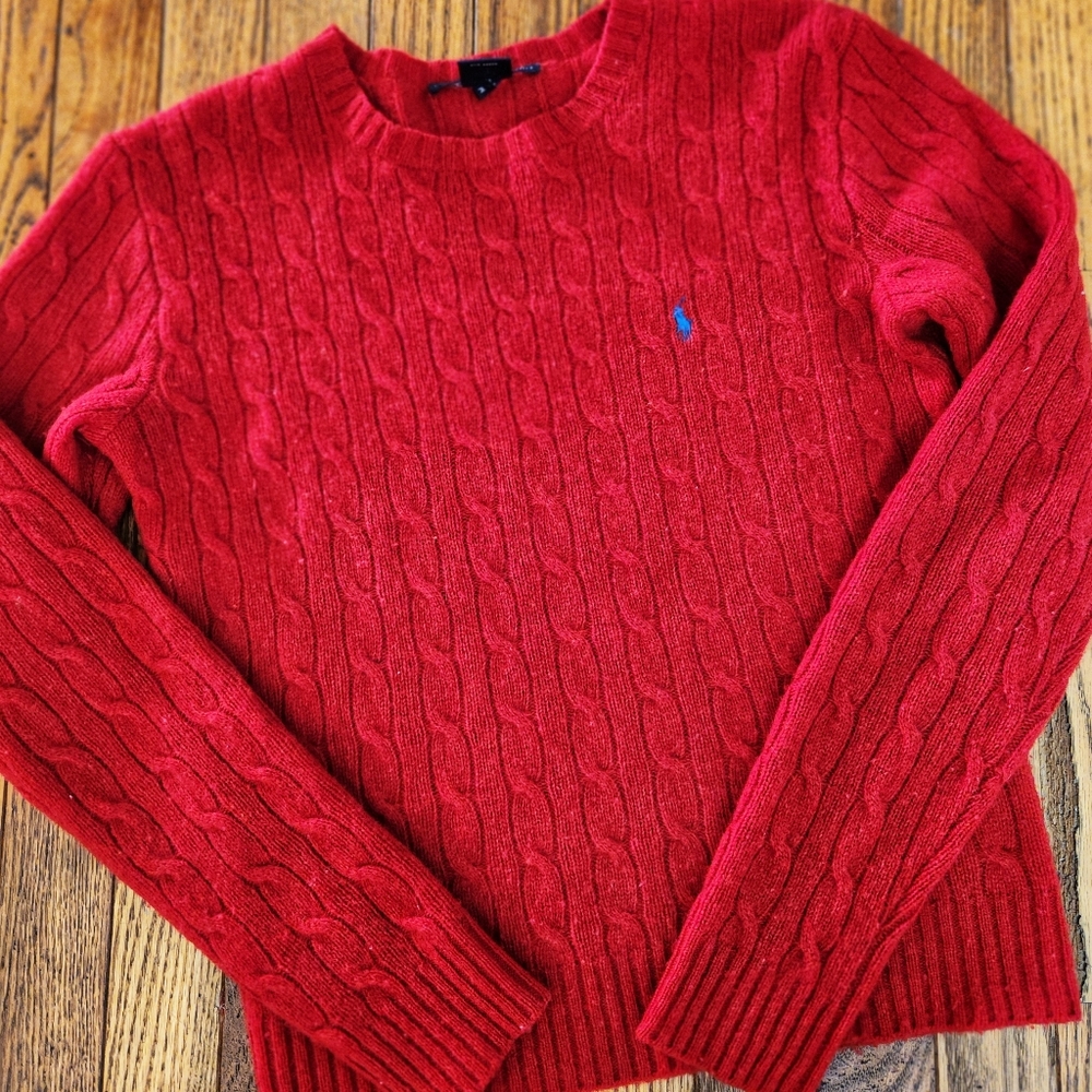 Ralph Lauren Sport Polo cable lambs wool sweater Med